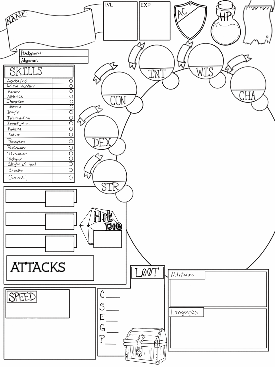 basic character sheets for writers